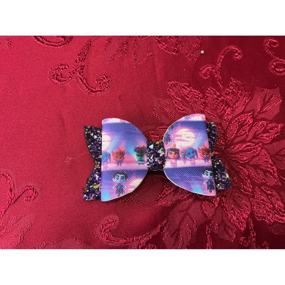 Handmade Hair Bow Set 3pc AChristmas Story Vampirina Mint Faux Leather Alligator - Picture 6 of 9